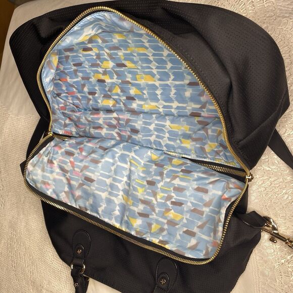 Anthropologie DL + ACTIV Bag Black Gold Zippers Shoulder Crossbody Gym Workout - Picture 10 of 15